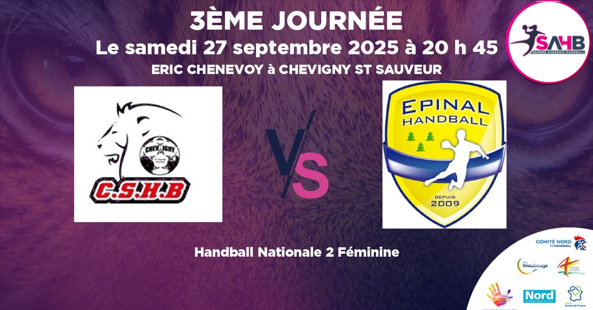 Nationale 2 Féminine handball, CHEVIGNY ST SAUVEUR VS EPINAL - ERIC CHENEVOY à CHEVIGNY ST SAUVEUR à 20 h 45