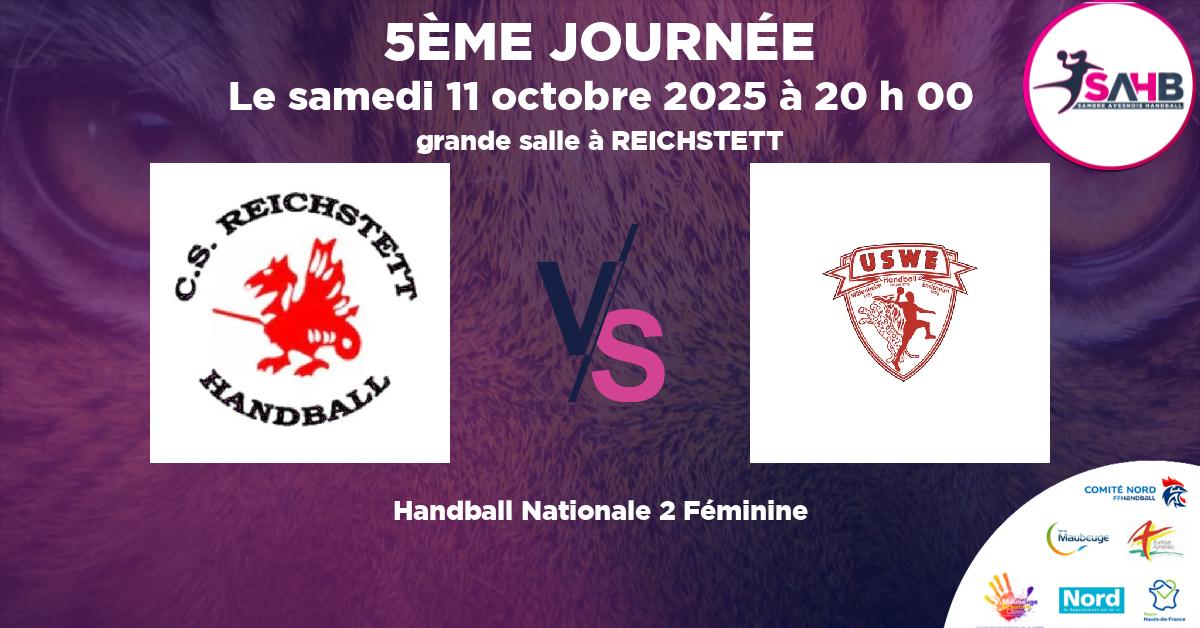 Nationale 2 Féminine handball, REICHSTETT VS WITTENHEIM ENSISHEIM - grande salle à REICHSTETT à 20 h 00