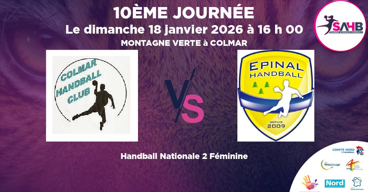 Nationale 2 Féminine handball, COLMAR VS EPINAL - MONTAGNE VERTE à COLMAR à 16 h 00