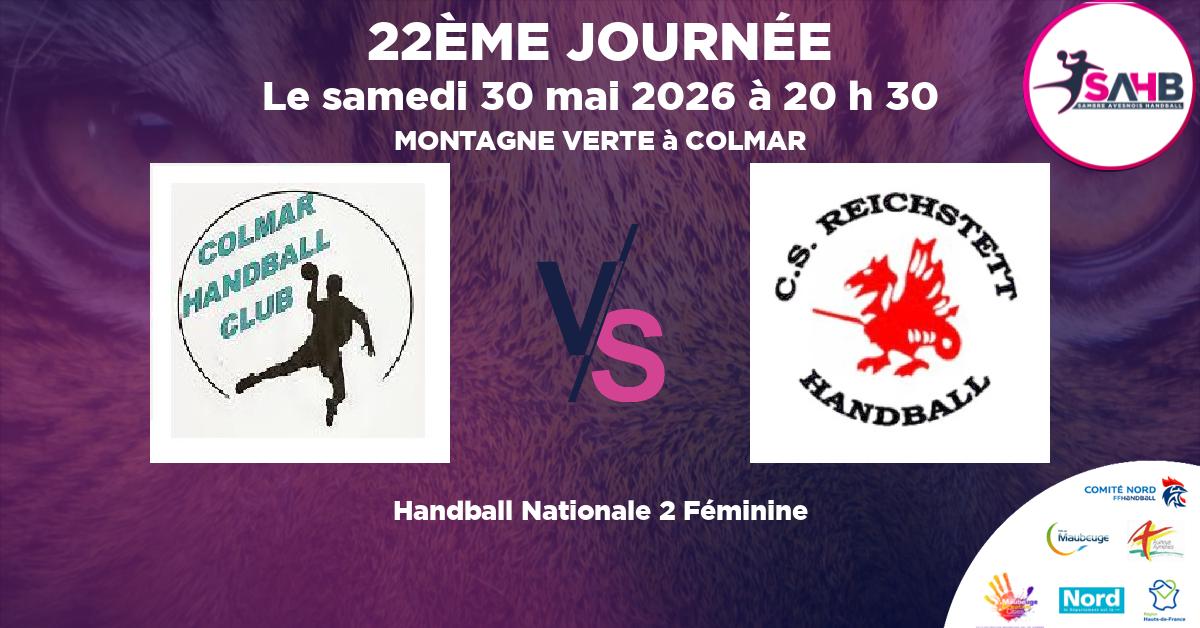 Nationale 2 Féminine handball, COLMAR VS REICHSTETT - MONTAGNE VERTE à COLMAR à 20 h 30