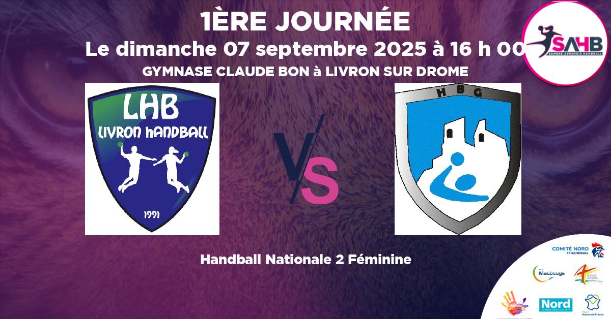 Nationale 2 Féminine handball, LIVRON VS GARDEEN - GYMNASE CLAUDE BON à LIVRON SUR DROME à 16 h 00