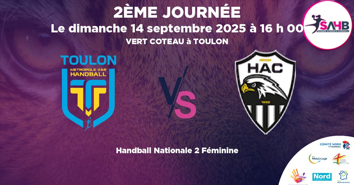 Nationale 2 Féminine handball, TOULON VS AJACCIO - VERT COTEAU à TOULON à 16 h 00
