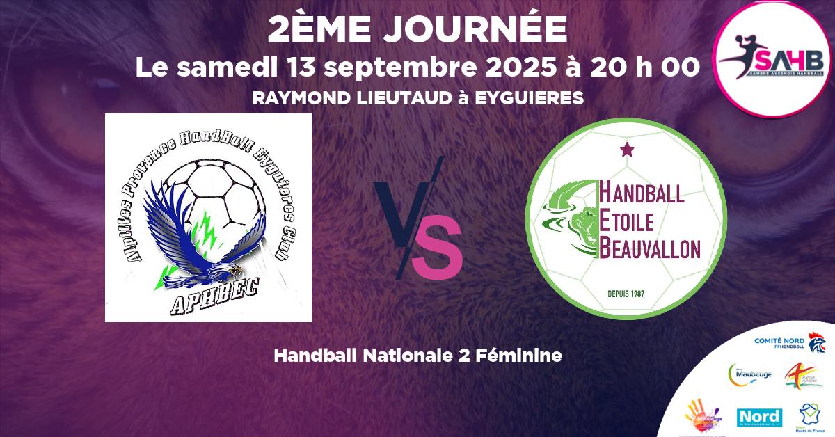 Nationale 2 Féminine handball, EYGUIERES  ISTRES VS ETOILE BEAUVALLON - RAYMOND LIEUTAUD à EYGUIERES à 20 h 00