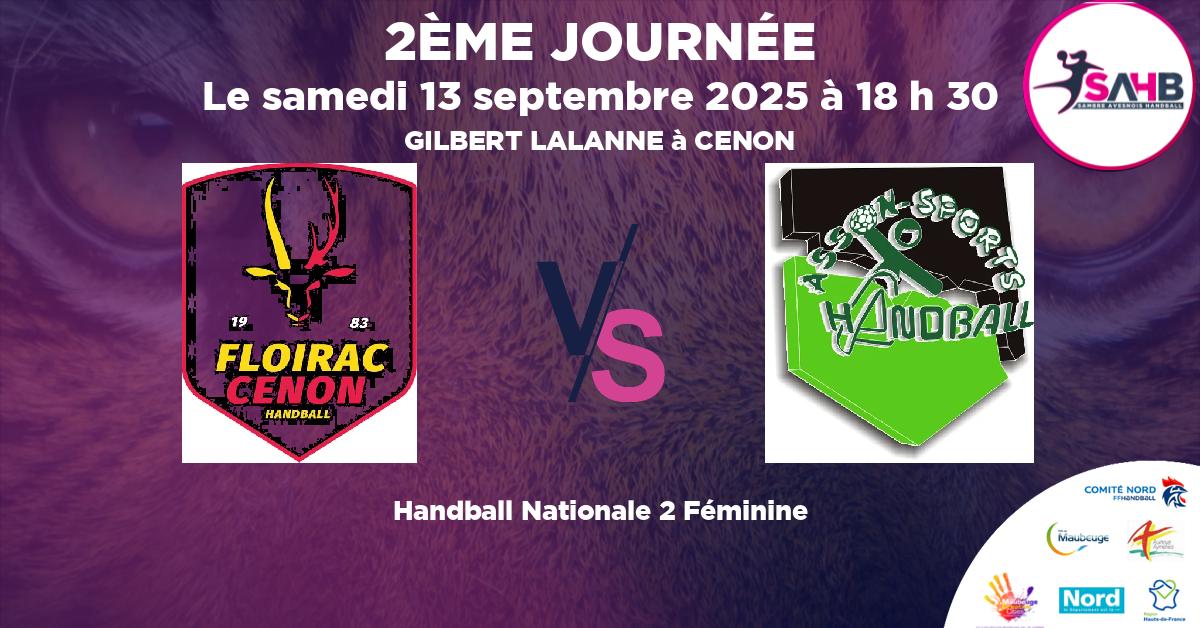 Nationale 2 Féminine handball, FLOIRAC CENON VS ASSON - GILBERT LALANNE à CENON à 18 h 30