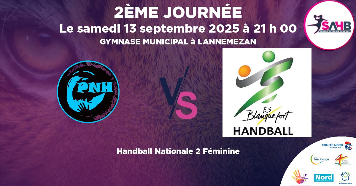 Nationale 2 Féminine handball, PAYS DES NESTES VS BLANQUEFORTAISE - GYMNASE MUNICIPAL à LANNEMEZAN à 21 h 00