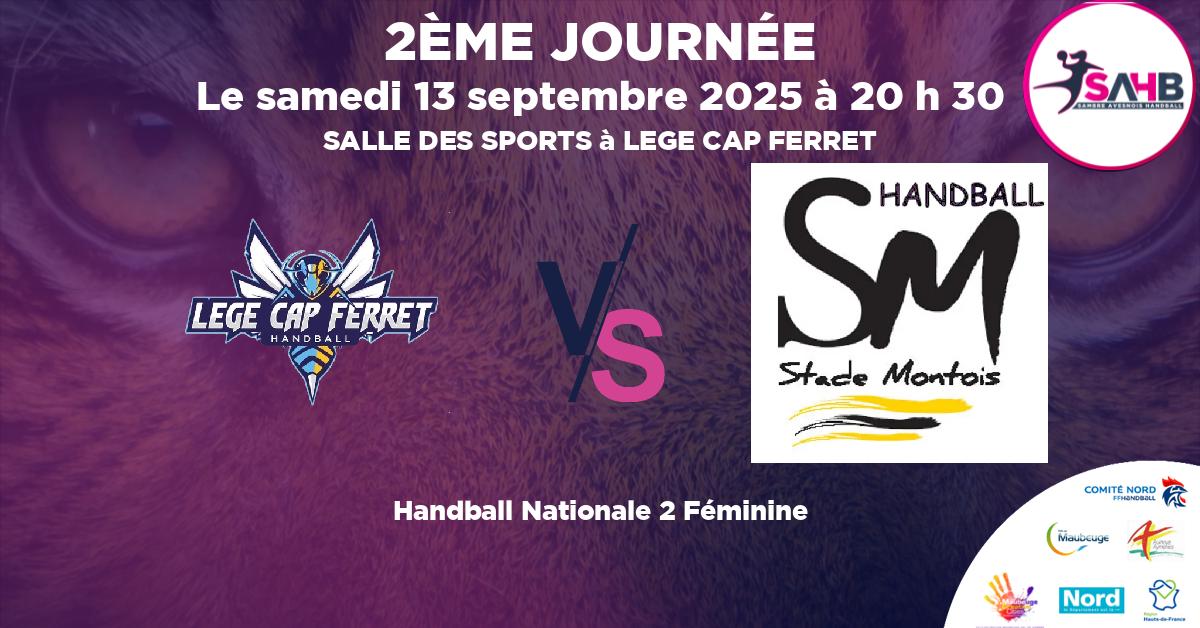 Nationale 2 Féminine handball, LEGE CAP-FERRET VS STADE MONTOIS - SALLE DES SPORTS à LEGE CAP FERRET à 20 h 30