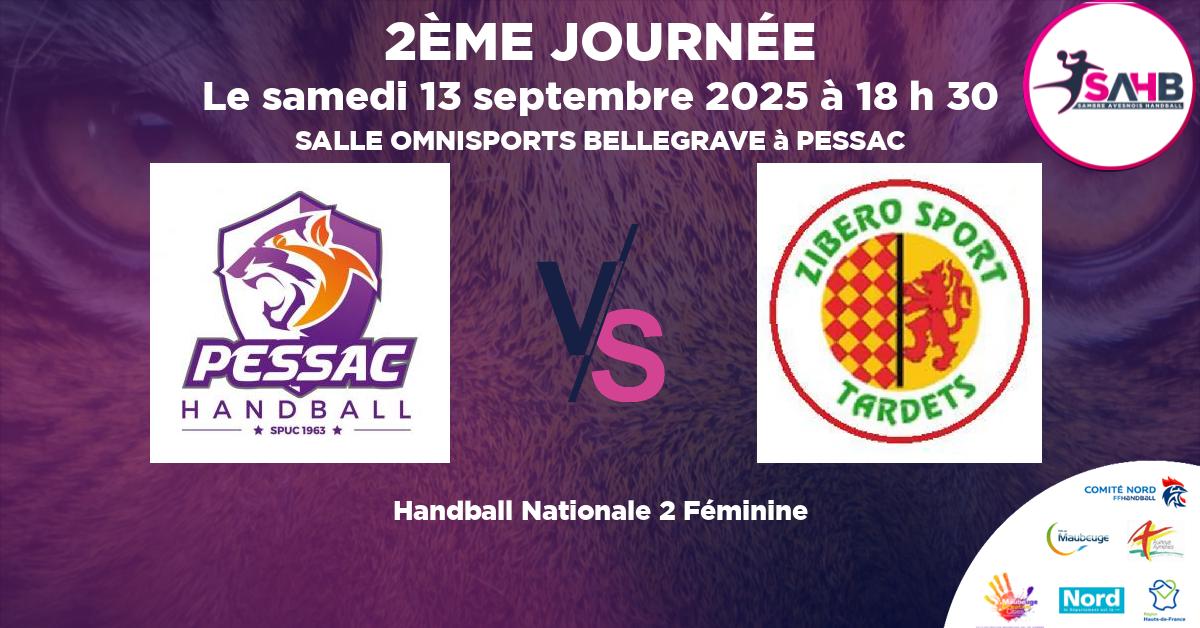 Nationale 2 Féminine handball, STADE PESSACAIS VS ZIBERO TARDETS - SALLE OMNISPORTS BELLEGRAVE à PESSAC à 18 h 30
