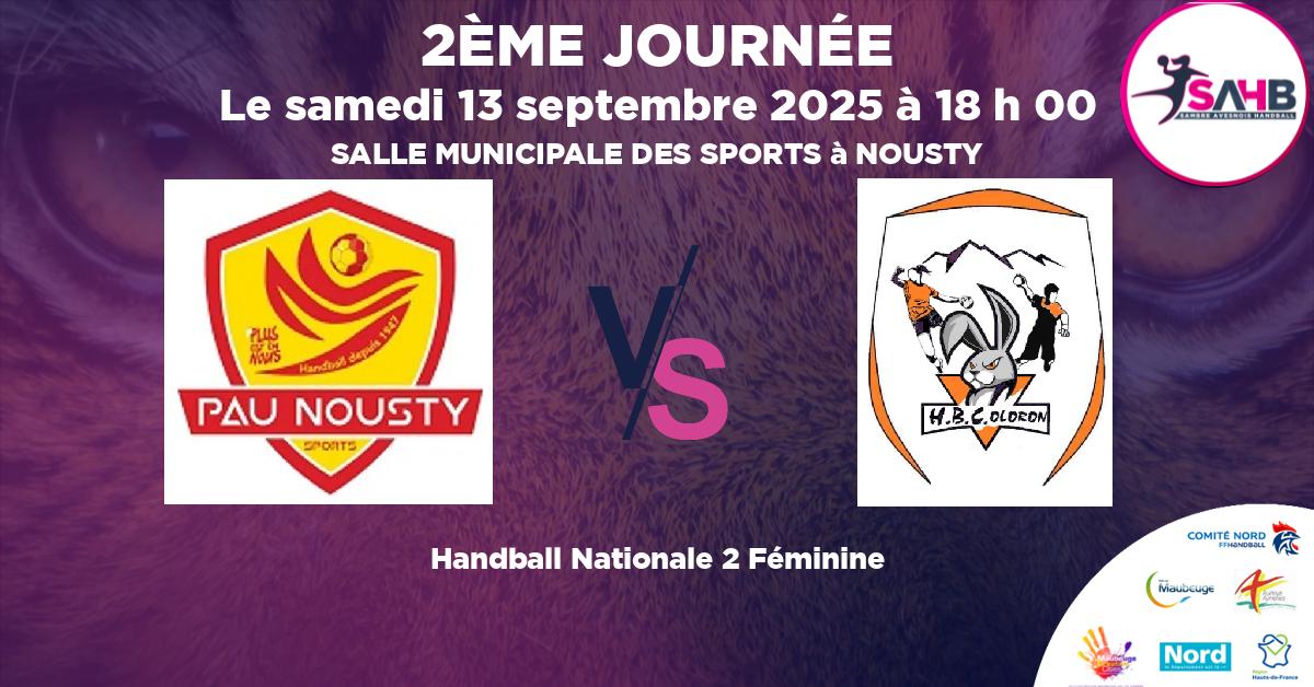 Nationale 2 Féminine handball, PAU NOUSTY VS OLORON - SALLE MUNICIPALE DES SPORTS à NOUSTY à 18 h 00