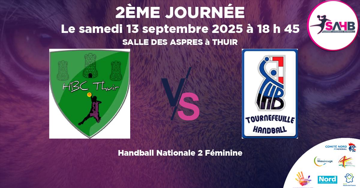 Nationale 2 Féminine handball, CLUB THUIR VS TOURNEFEUILLE - SALLE DES ASPRES à THUIR à 18 h 45