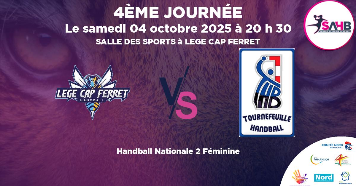 Nationale 2 Féminine handball, LEGE CAP-FERRET VS TOURNEFEUILLE - SALLE DES SPORTS à LEGE CAP FERRET à 20 h 30