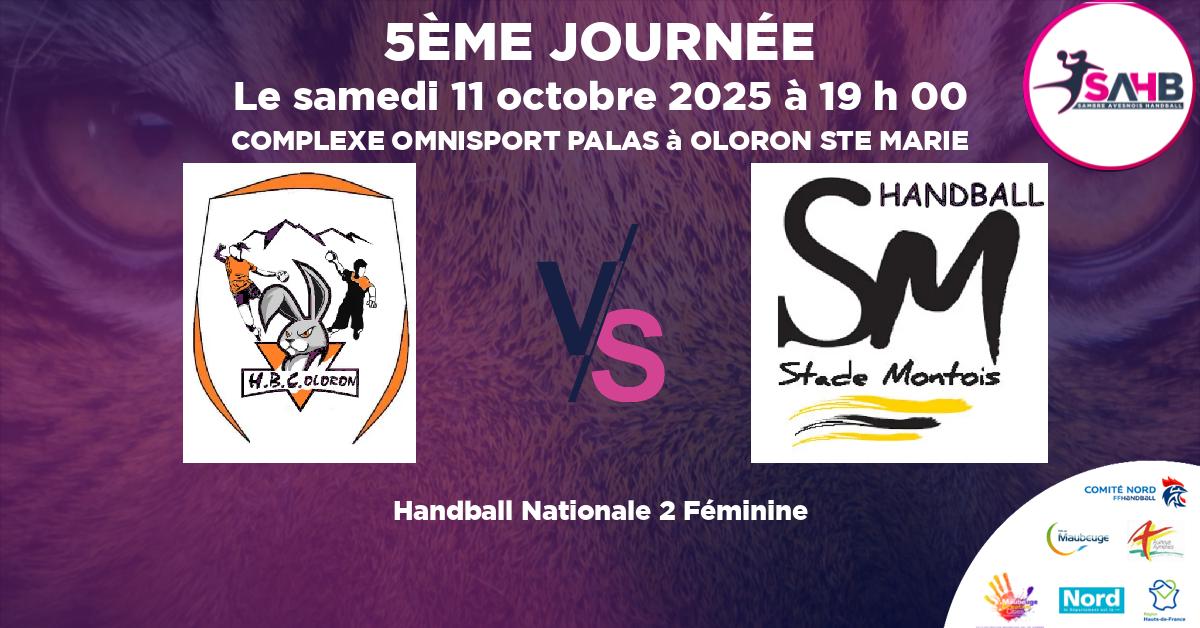 Nationale 2 Féminine handball, OLORON VS STADE MONTOIS - COMPLEXE OMNISPORT PALAS à OLORON STE MARIE à 19 h 00