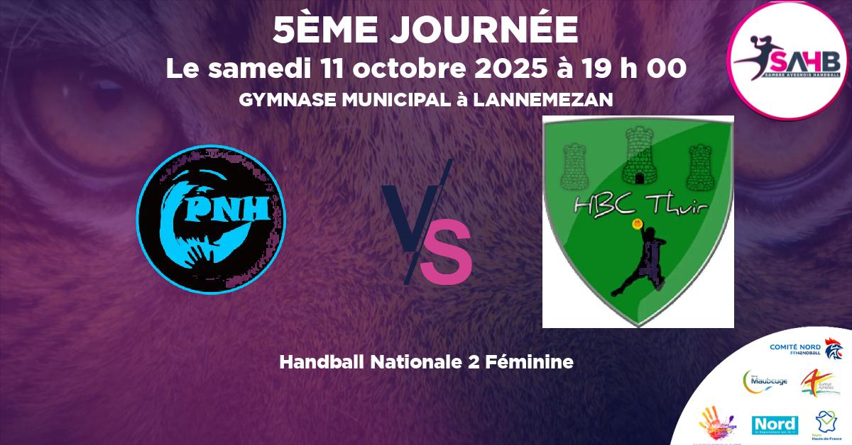 Nationale 2 Féminine handball, PAYS DES NESTES VS CLUB THUIR - GYMNASE MUNICIPAL à LANNEMEZAN à 19 h 00