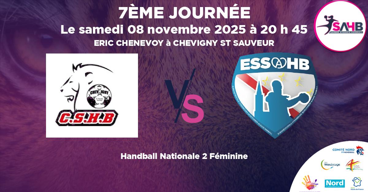 Nationale 2 Féminine handball, CHEVIGNY ST SAUVEUR VS STRASBOURG SCHILTIGHEIM - ERIC CHENEVOY à CHEVIGNY ST SAUVEUR à 20 h 45