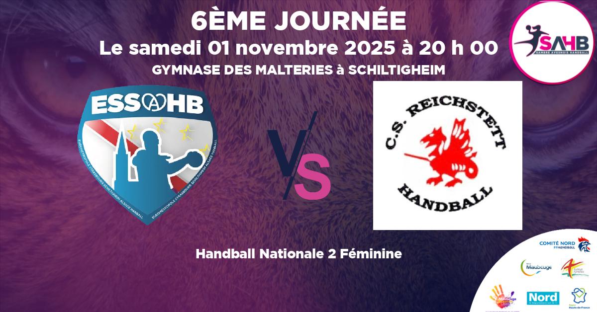 Nationale 2 Féminine handball, STRASBOURG SCHILTIGHEIM VS REICHSTETT - GYMNASE DES MALTERIES à SCHILTIGHEIM à 20 h 00