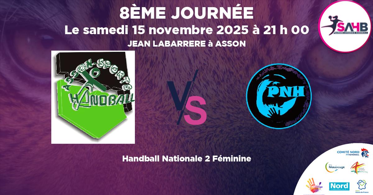 Nationale 2 Féminine handball, ASSON VS PAYS DES NESTES - JEAN LABARRERE à ASSON à 21 h 00
