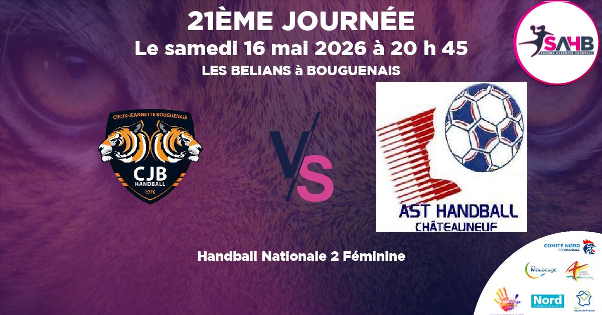 Nationale 2 Féminine handball, CJ BOUGUENAIS VS CHATEAUNEUF EN THYMERAIS - LES BELIANS à BOUGUENAIS à 20 h 45