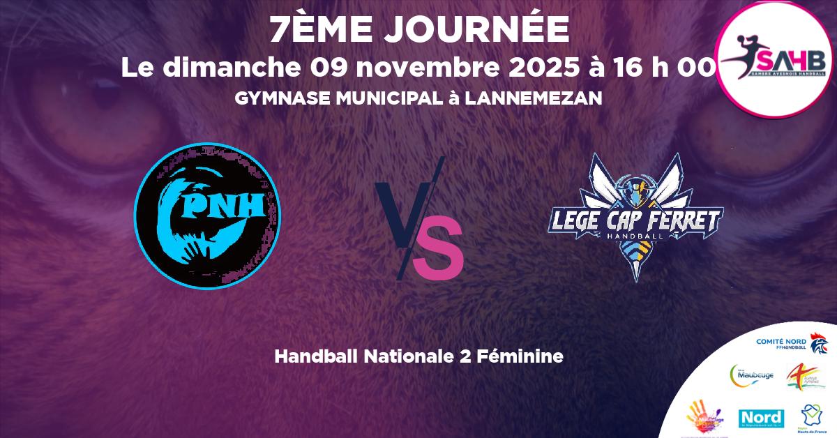 Nationale 2 Féminine handball, PAYS DES NESTES VS LEGE CAP-FERRET - GYMNASE MUNICIPAL à LANNEMEZAN à 16 h 00