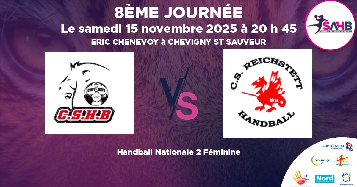 Nationale 2 Féminine handball, CHEVIGNY ST SAUVEUR VS REICHSTETT - ERIC CHENEVOY à CHEVIGNY ST SAUVEUR à 20 h 45