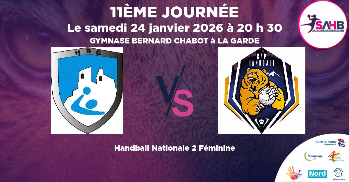 Nationale 2 Féminine handball, GARDEEN VS GAP CHAMPSAUR N2 - GYMNASE BERNARD CHABOT à LA GARDE à 20 h 30