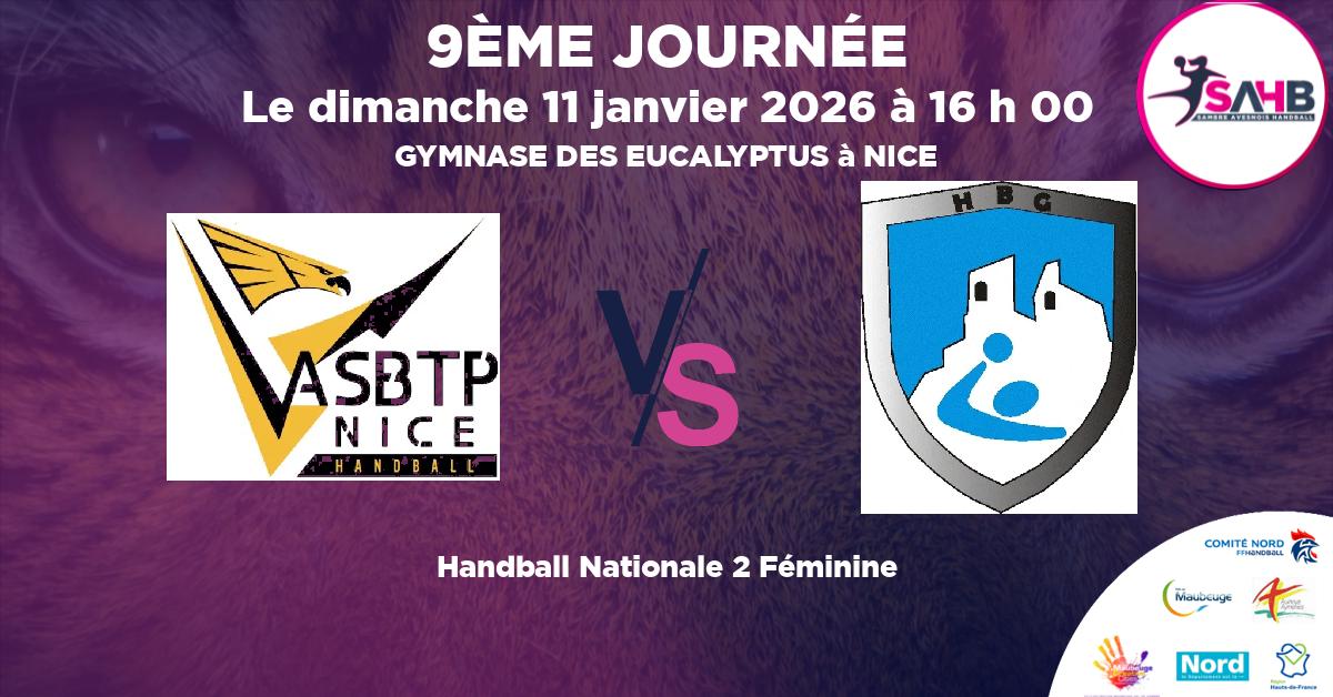 Nationale 2 Féminine handball, ASNICE VS GARDEEN - GYMNASE DES EUCALYPTUS à NICE à 16 h 00