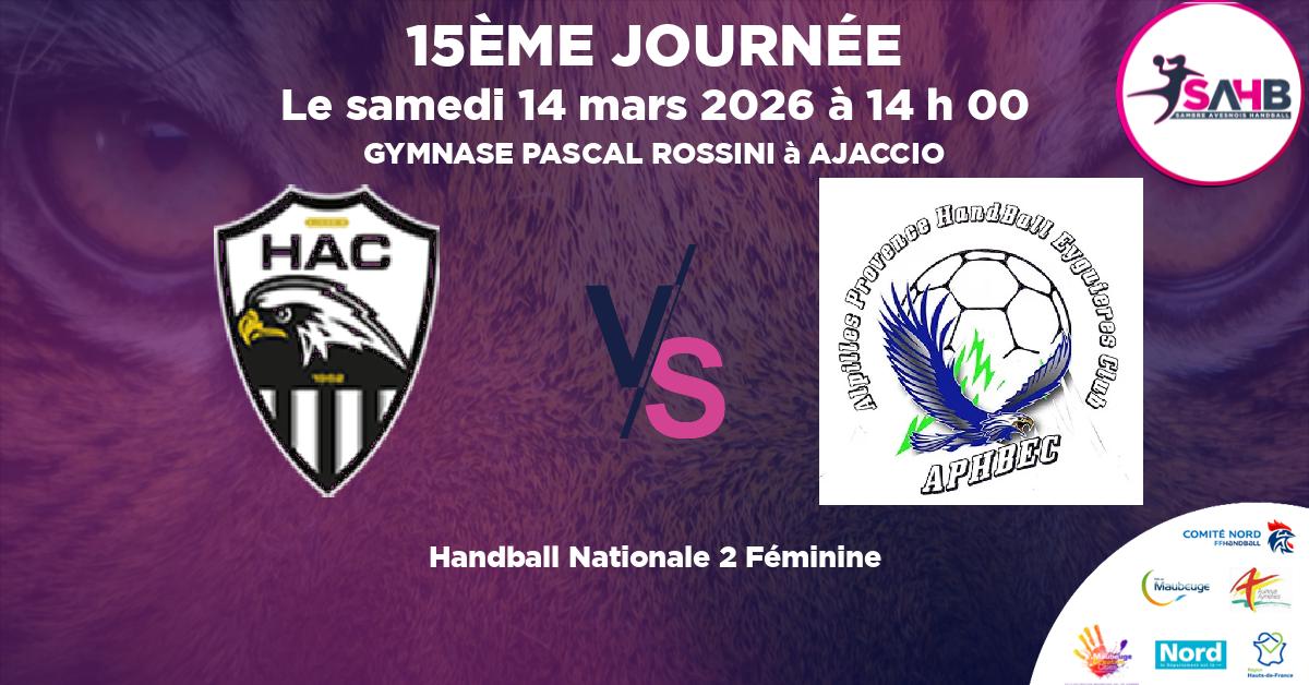 Nationale 2 Féminine handball, AJACCIO VS EYGUIERES  ISTRES - GYMNASE PASCAL ROSSINI à AJACCIO à 14 h 00